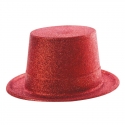 Chapeau haut de forme PVC paillettes rouge