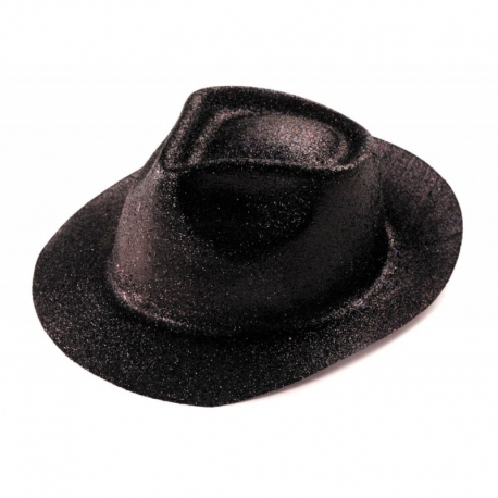 Chapeau haut de forme PVC paillettes noir