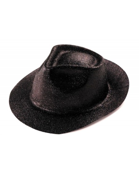Chapeau haut de forme PVC paillettes noir